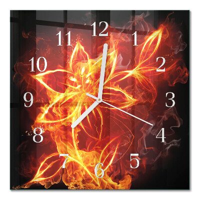 Quadratische wanduhr Feuerblume