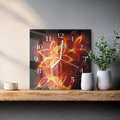Quadratische wanduhr Feuerblume