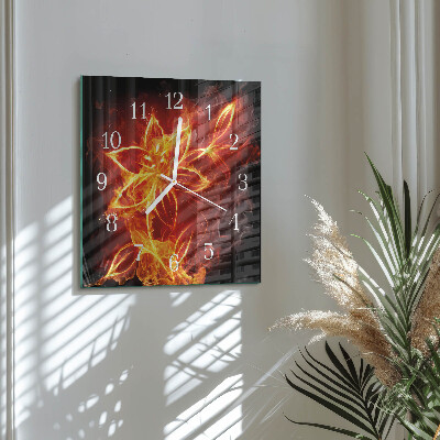 Quadratische wanduhr Feuerblume