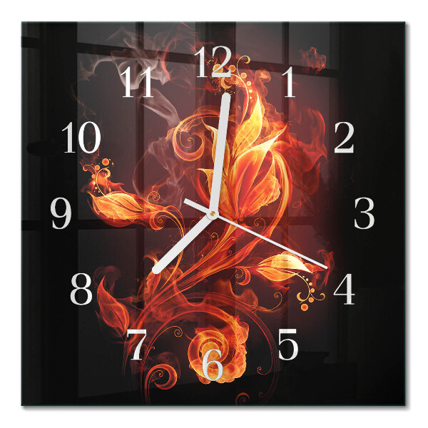 Glasuhr quadratisch Feuerblume