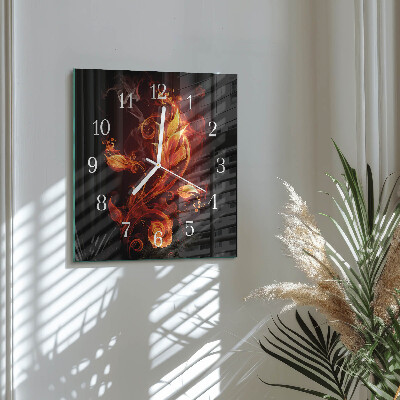 Glasuhr quadratisch Feuerblume