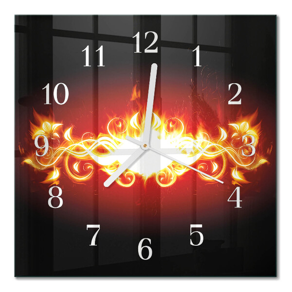 Quadratische wanduhr modern Feuerblume