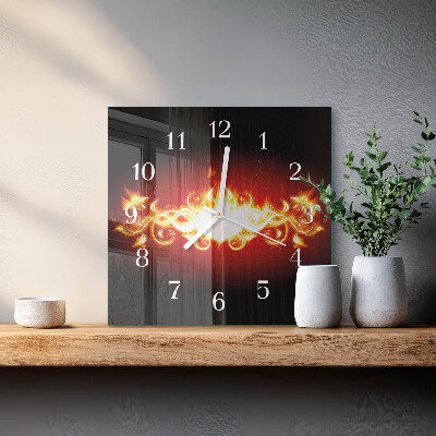 Quadratische wanduhr modern Feuerblume