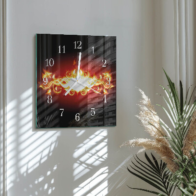 Quadratische wanduhr modern Feuerblume
