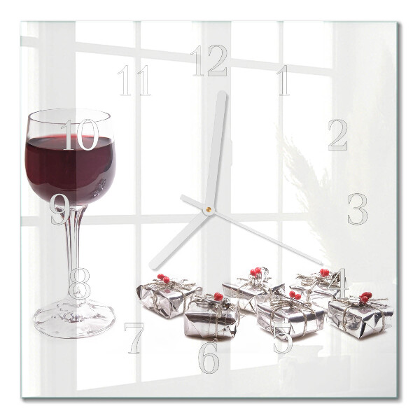 Quadratische wanduhr Ein Glas Wein
