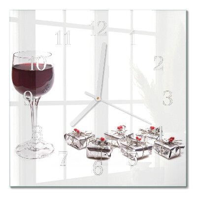 Quadratische wanduhr Ein Glas Wein