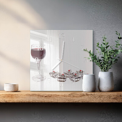 Quadratische wanduhr Ein Glas Wein
