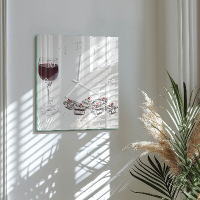Quadratische wanduhr Ein Glas Wein