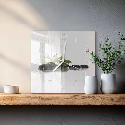 Quadratische wanduhr modern Zen-Steine
