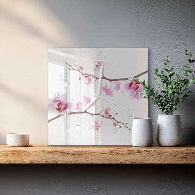Wanduhr mit motiv quadratisch Orchidee