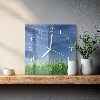 Wanduhr mit motiv quadratisch Gras