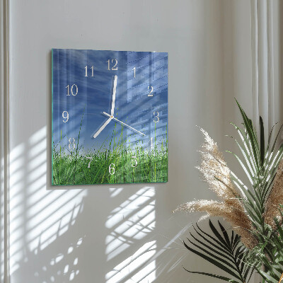 Wanduhr mit motiv quadratisch Gras
