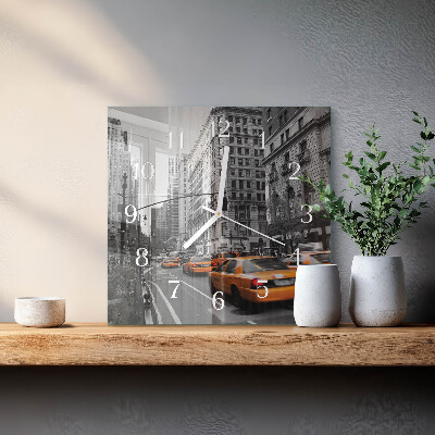 Wanduhr mit motiv quadratisch New Yorker Taxi