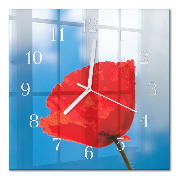 Moderne wanduhr quadratisch Mohn