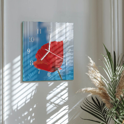 Moderne wanduhr quadratisch Mohn