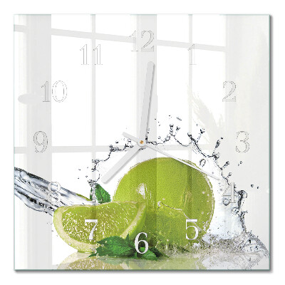 Quadratische wanduhr modern Wasser mit Kalk