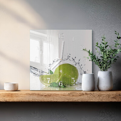 Quadratische wanduhr modern Wasser mit Kalk