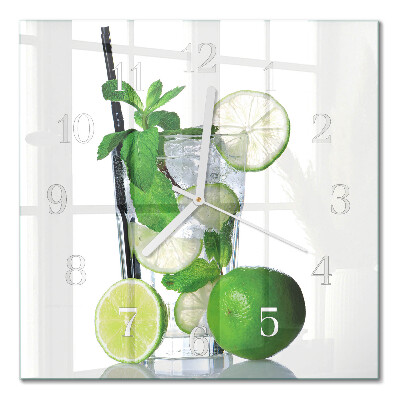 Quadratische wanduhr Limette und Minze
