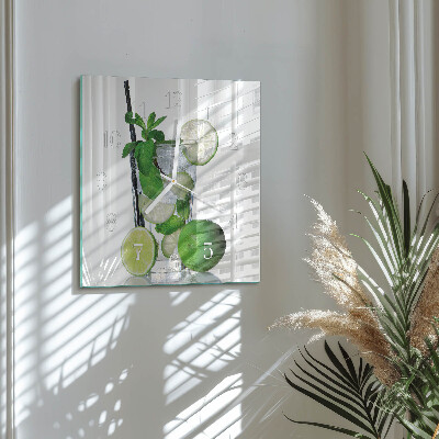 Quadratische wanduhr Limette und Minze