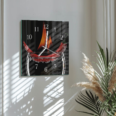 Wanduhr mit motiv quadratisch Scharfe Chili