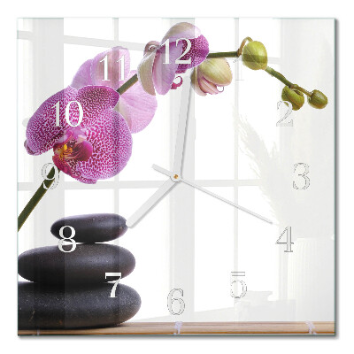 Wanduhr mit motiv quadratisch Orchidee