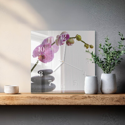 Wanduhr mit motiv quadratisch Orchidee
