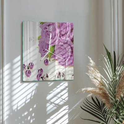 Quadratische wanduhr modern Rosen