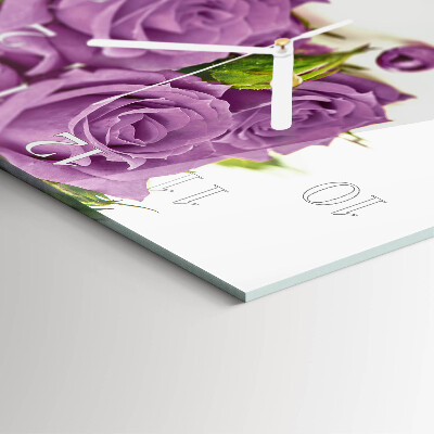 Quadratische wanduhr modern Rosen