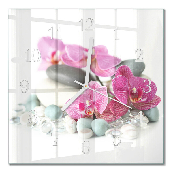 Wanduhr mit motiv quadratisch Orchideen