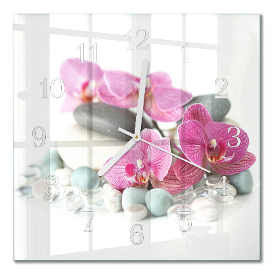 Wanduhr mit motiv quadratisch Orchideen