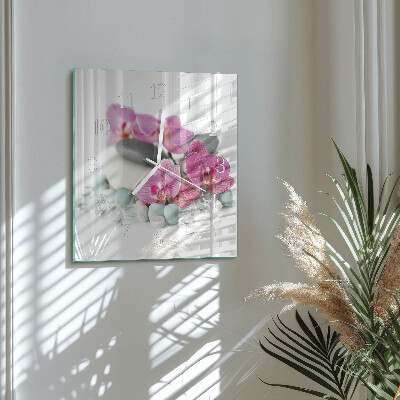 Wanduhr mit motiv quadratisch Orchideen