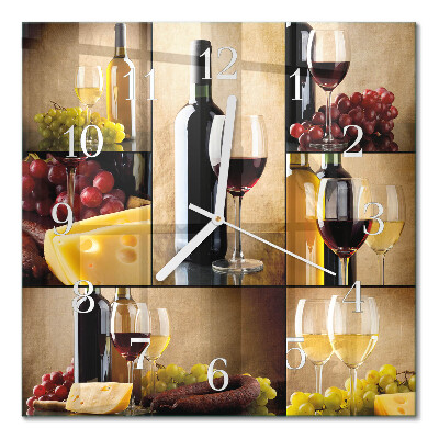 Quadratische wanduhr Eine Flasche Wein
