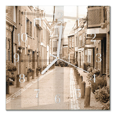 Glasuhr quadratisch Sepia Alley