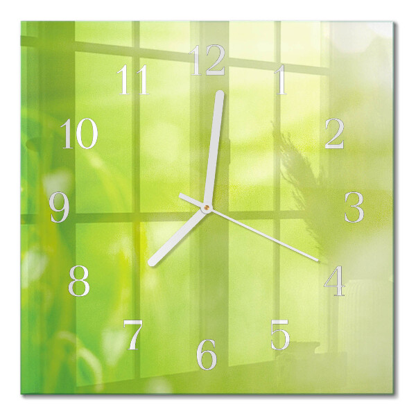 Quadratische wanduhr modern Gras