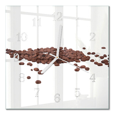 Quadratische wanduhr Kaffeebohnen