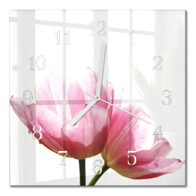 Glasuhr quadratisch Tulpen