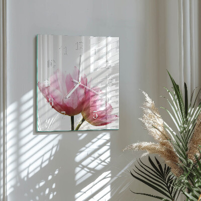 Glasuhr quadratisch Tulpen