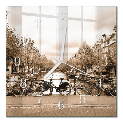 Wanduhr mit motiv quadratisch Amsterdam in Sepia