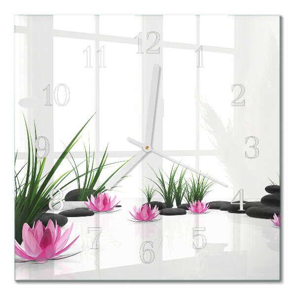 Quadratische wanduhr Lotosblume