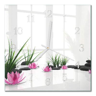 Quadratische wanduhr Lotosblume