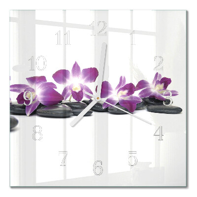 Wanduhr mit motiv quadratisch Orchidee