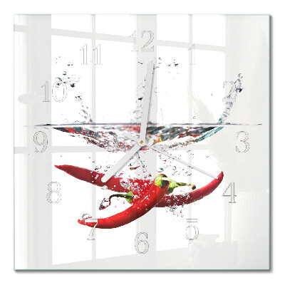Quadratische wanduhr modern Chilischoten