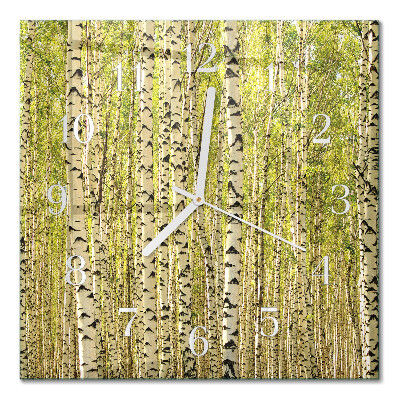 Wanduhr mit motiv quadratisch Birkenwald