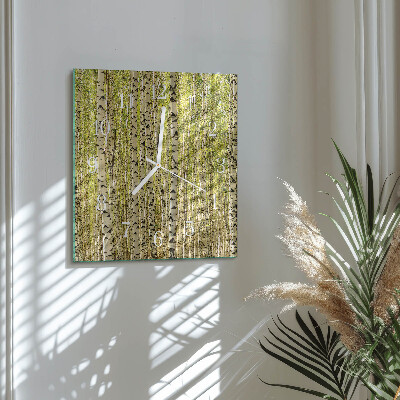 Wanduhr mit motiv quadratisch Birkenwald