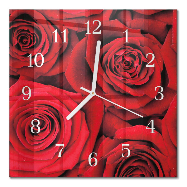 Glasuhr quadratisch Rosen