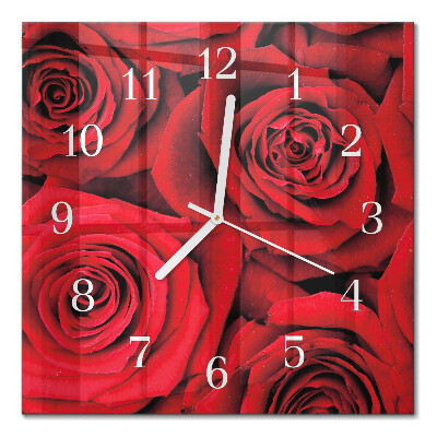 Glasuhr quadratisch Rosen