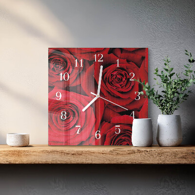 Glasuhr quadratisch Rosen