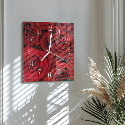 Glasuhr quadratisch Rosen