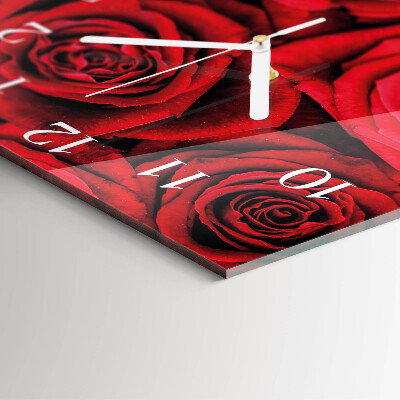 Glasuhr quadratisch Rosen