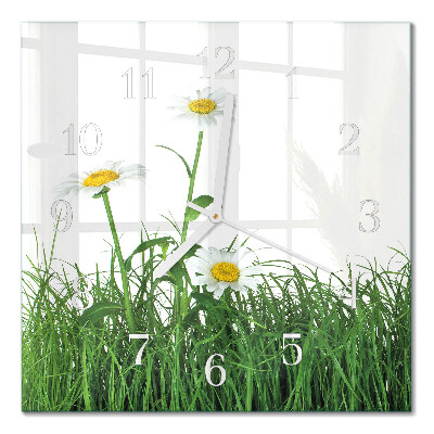 Quadratische wanduhr modern Gänseblümchen